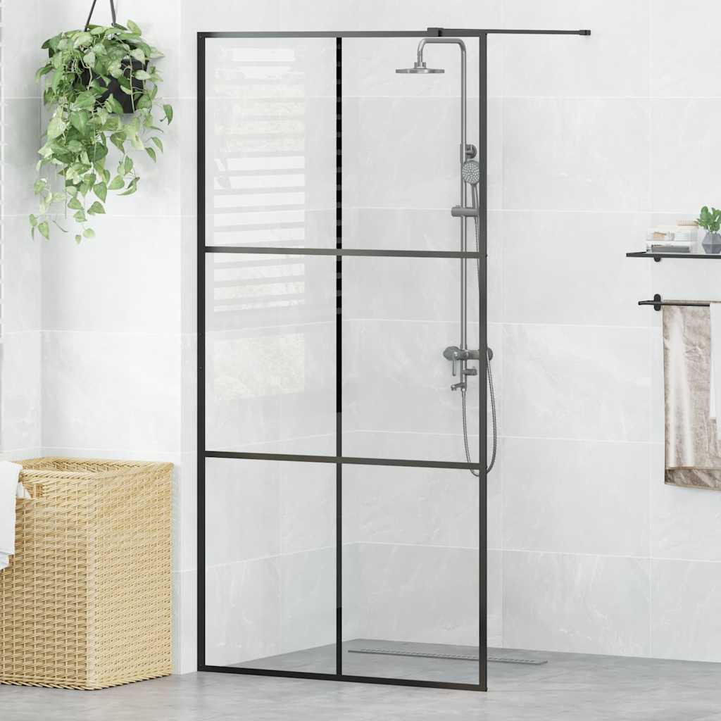 vidaXL Mampara ducha accesible vidrio ESG transparente negro 100x195cm