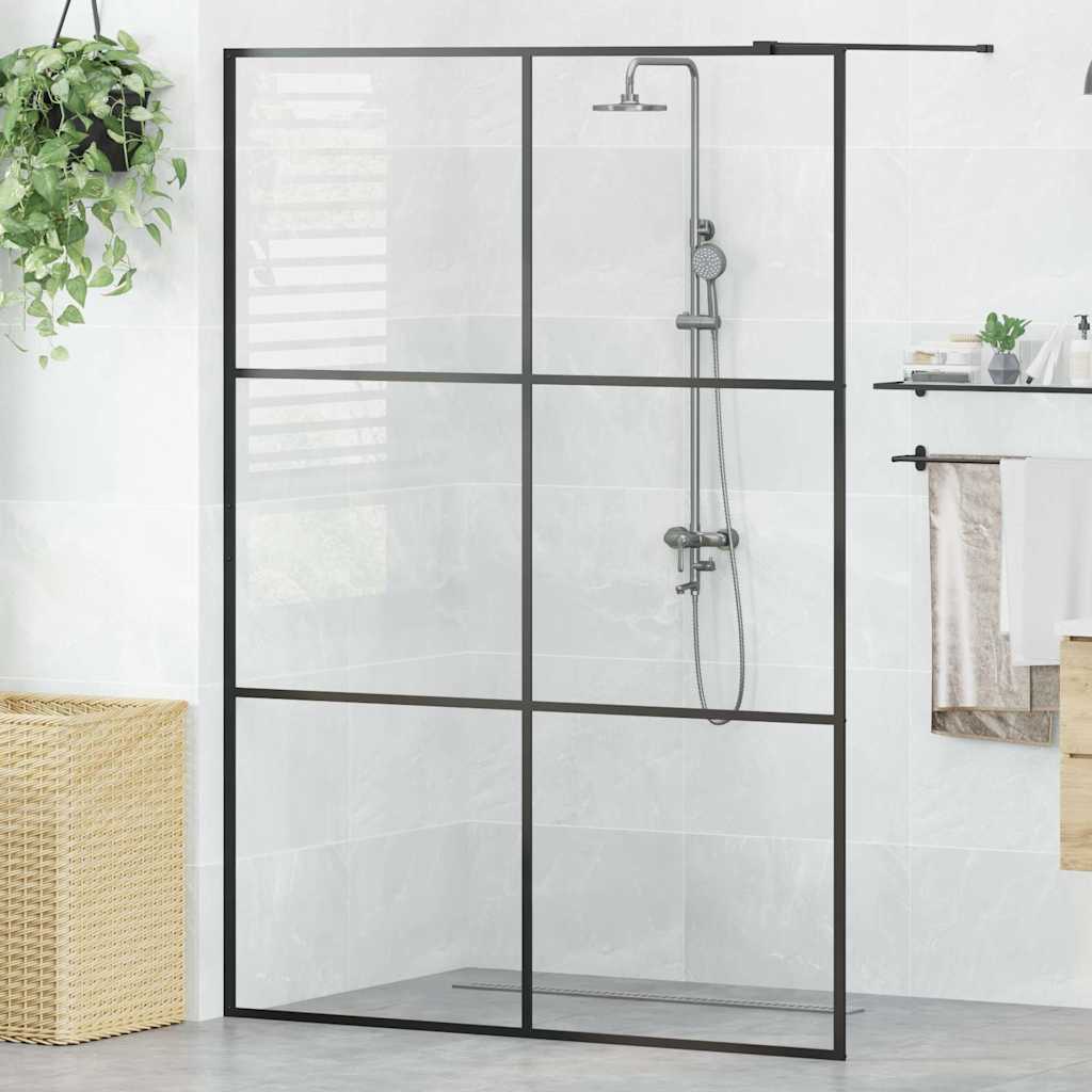 vidaXL Mampara de ducha accesible vidrio ESG claro negro 140x195 cm