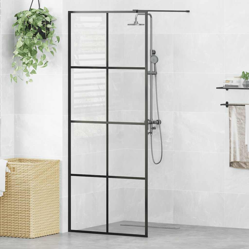 vidaXL Mampara de ducha accesible vidrio ESG claro negro 80x195 cm