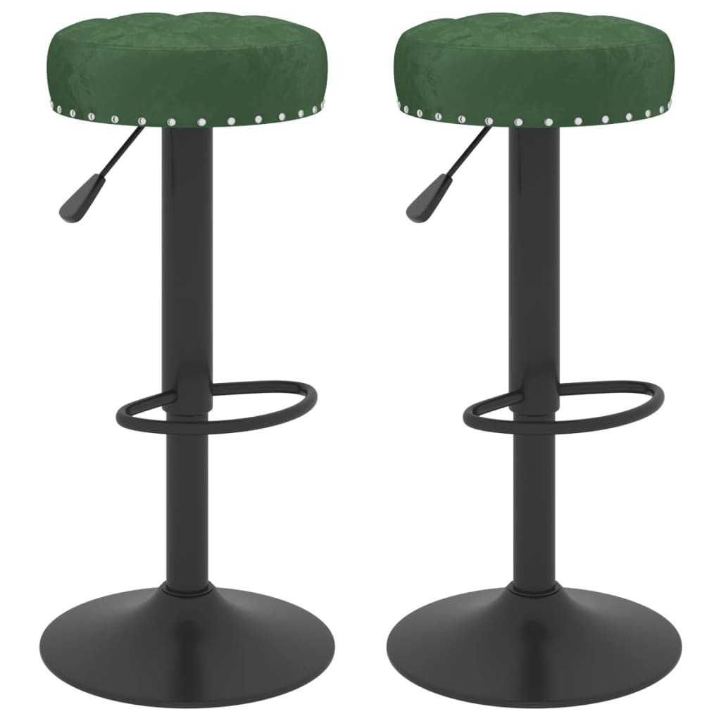 vidaXL Taburetes de cocina 2 unidades terciopelo verde oscuro