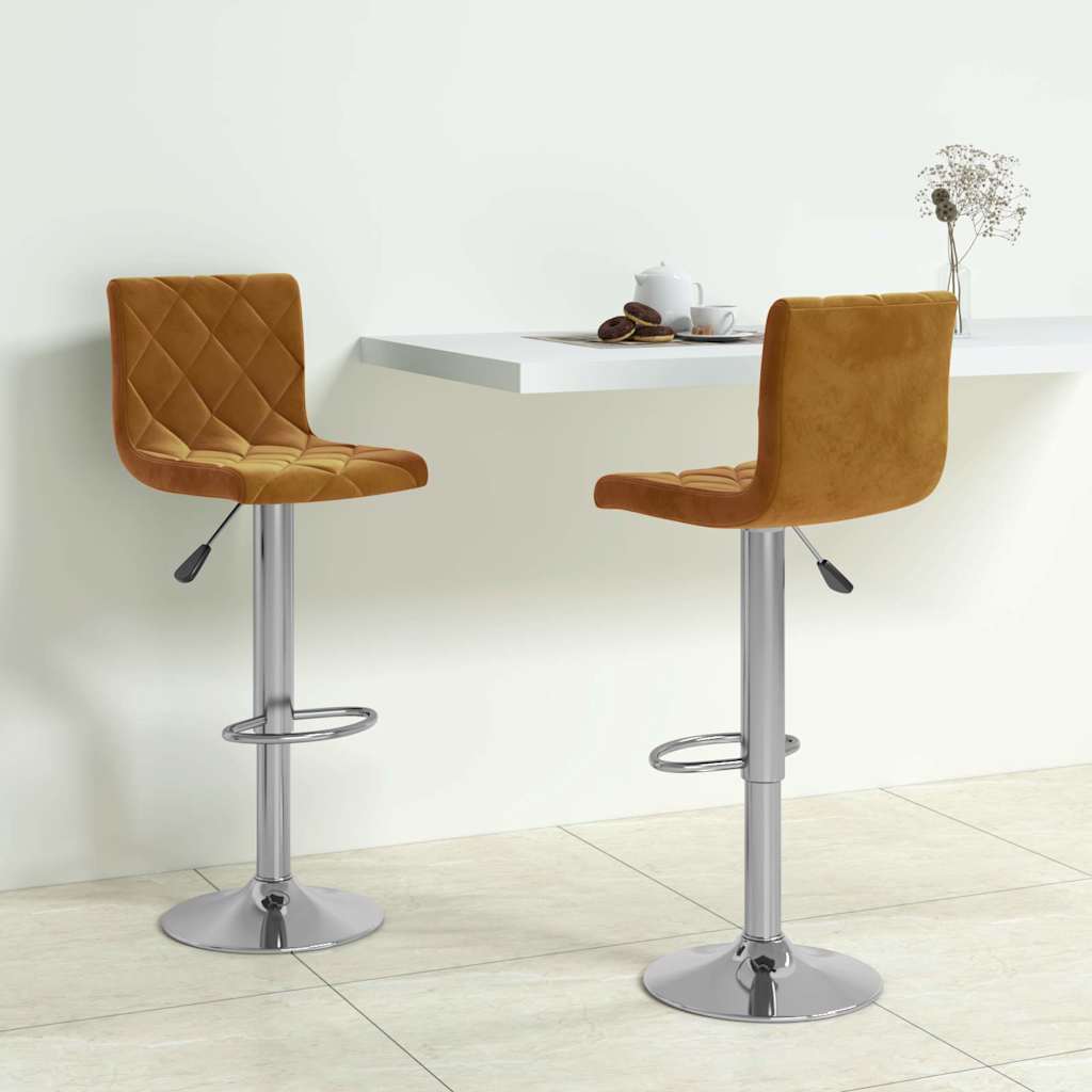 vidaXL Taburetes de cocina 2 unidades terciopelo marrón