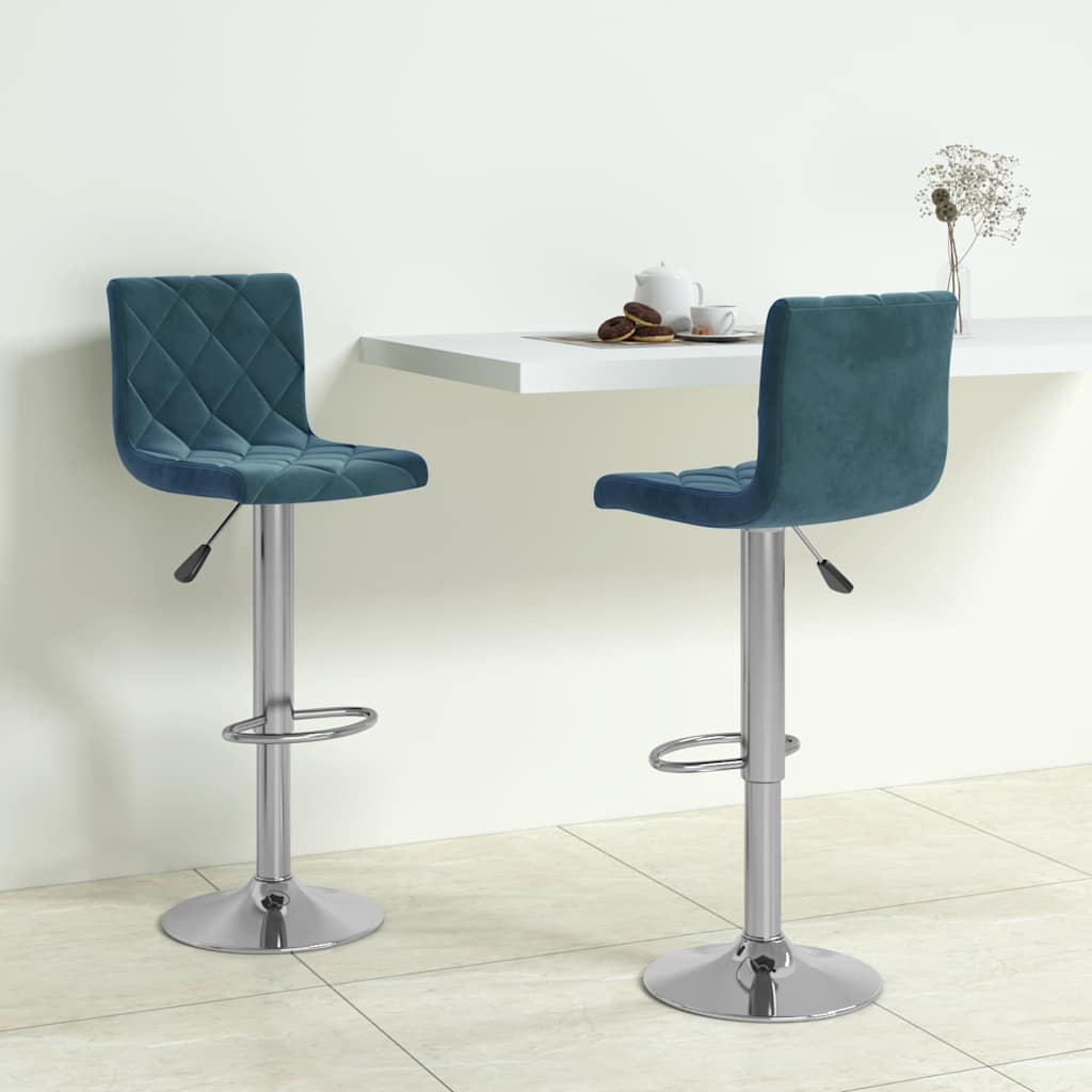 vidaXL Taburetes de cocina 2 unidades terciopelo azul