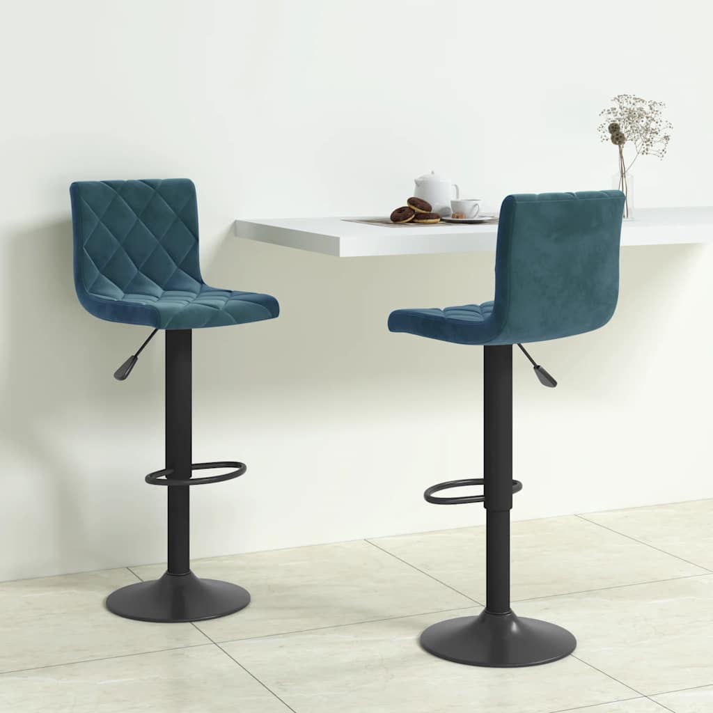 vidaXL Taburetes de cocina 2 unidades terciopelo azul