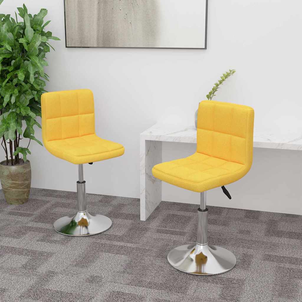vidaXL Sillas de comedor giratorias 2 unidades tela amarillo