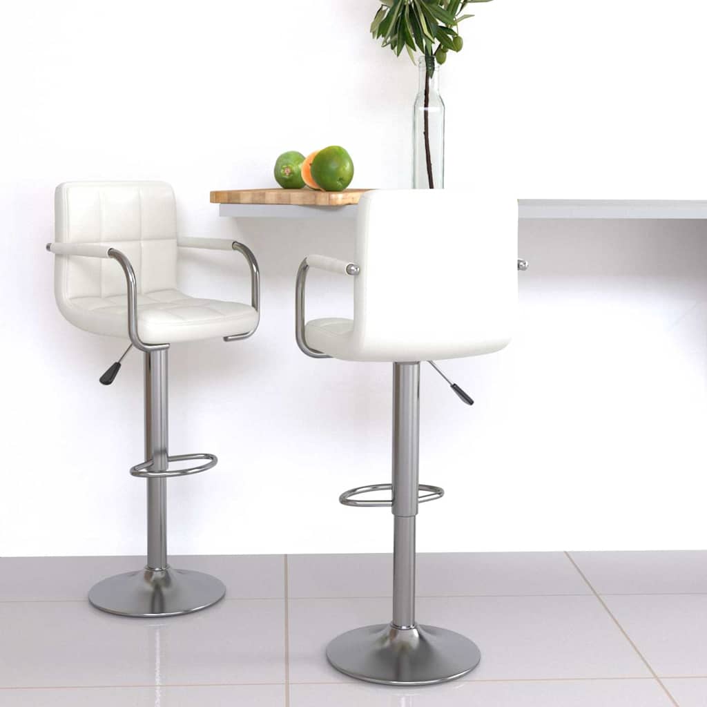 vidaXL Taburetes de cocina 2 unidades cuero sintético blanco