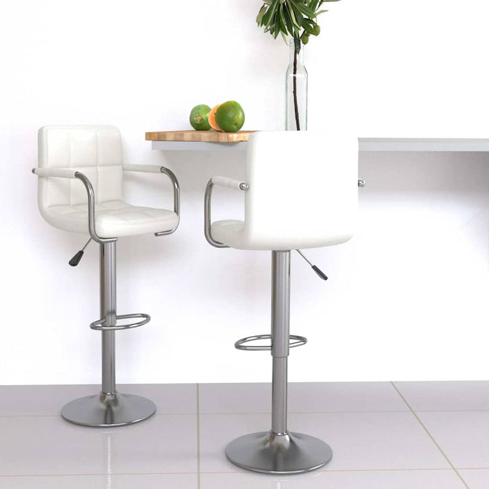 vidaXL Taburetes de cocina 2 unidades cuero sintético blanco