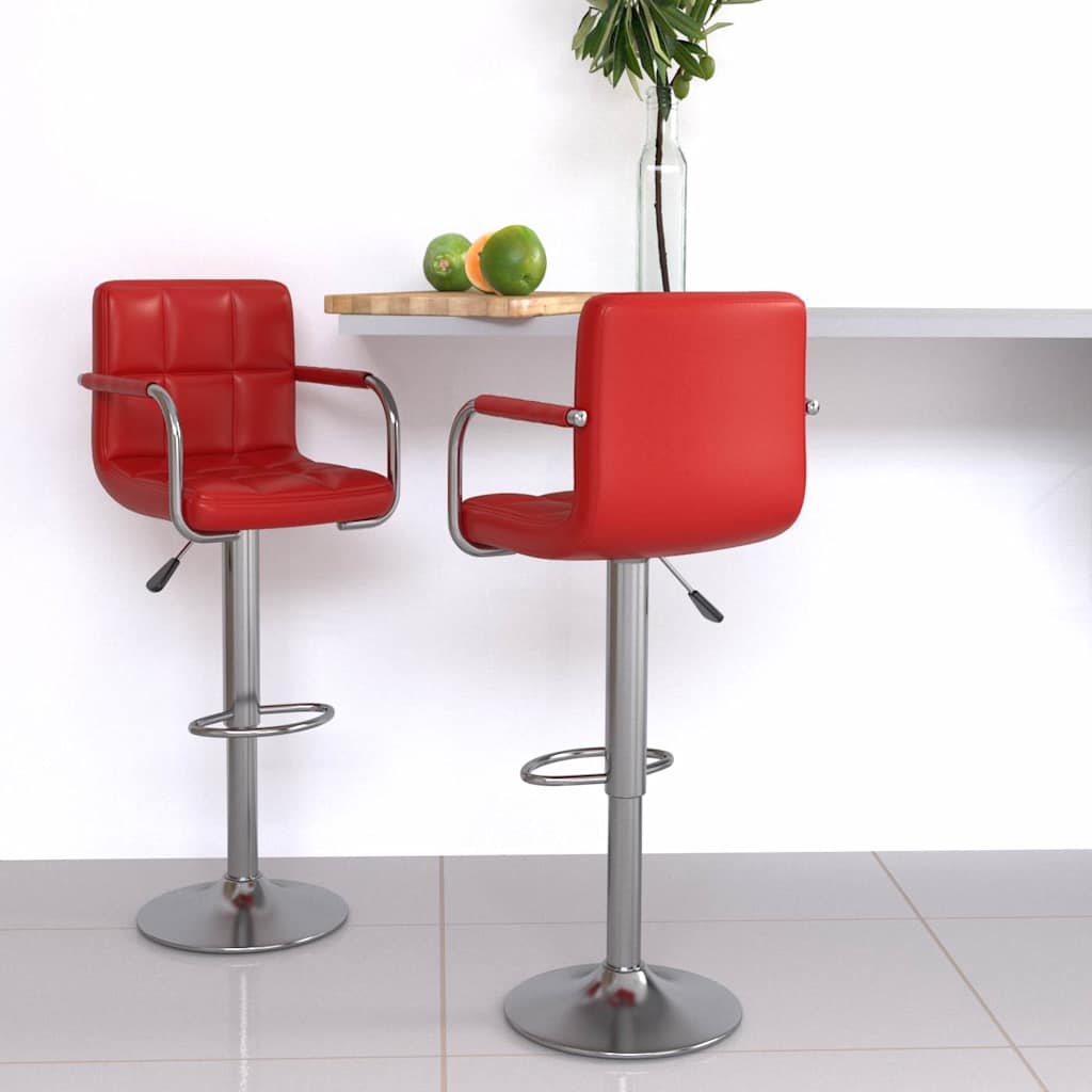 vidaXL Taburetes de cocina 2 unidades cuero sintético rojo vino tinto