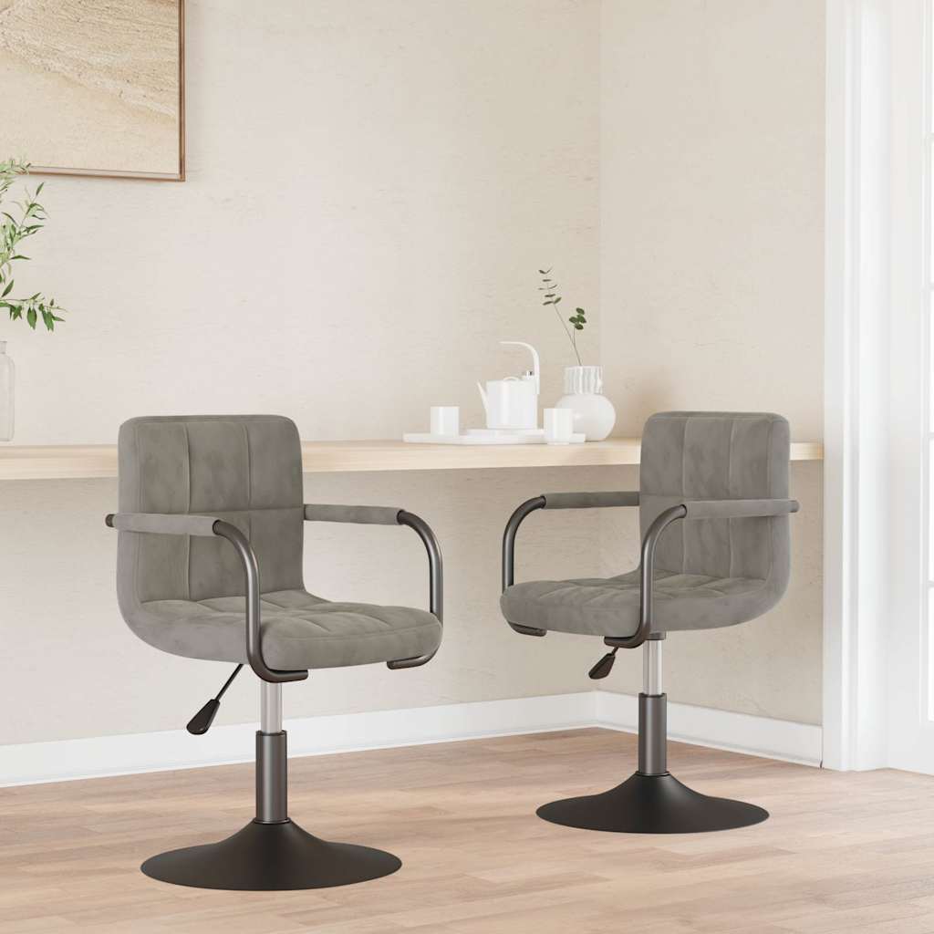vidaXL Sillas de comedor giratorias 2 uds de terciopelo gris claro