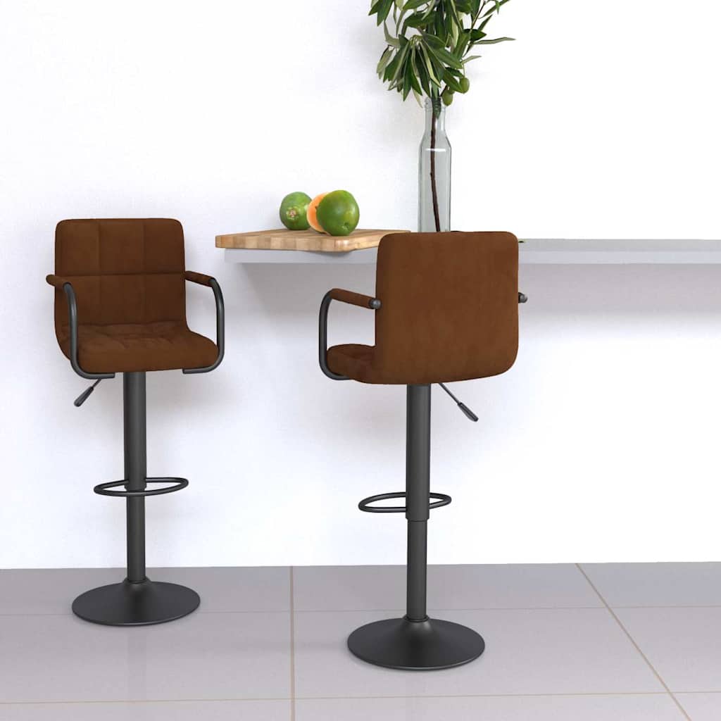 vidaXL Taburetes de cocina 2 unidades terciopelo marrón