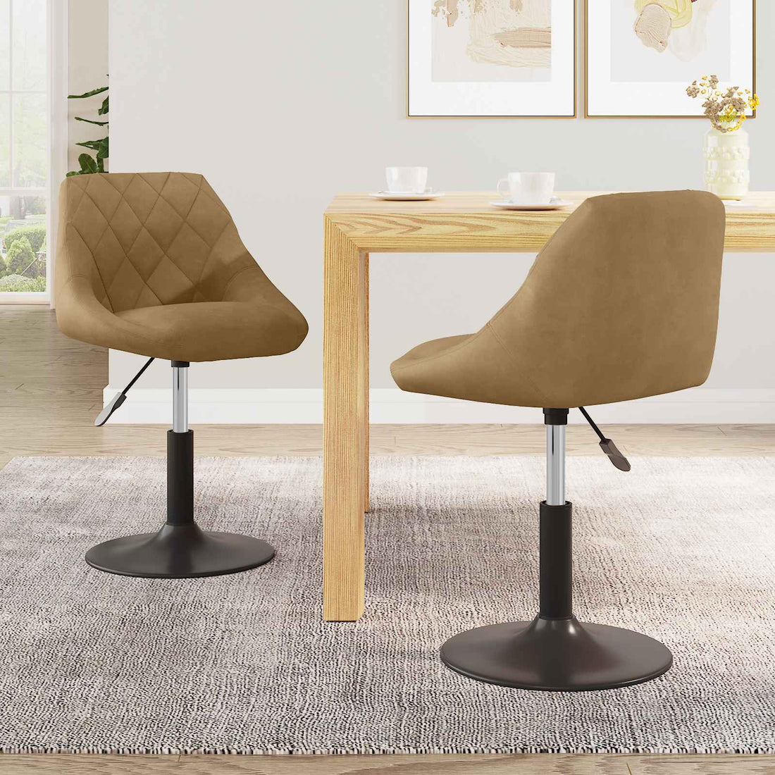 vidaXL Sillas de Comedor Giratorias 2 uds. Cuero sintético Marrón