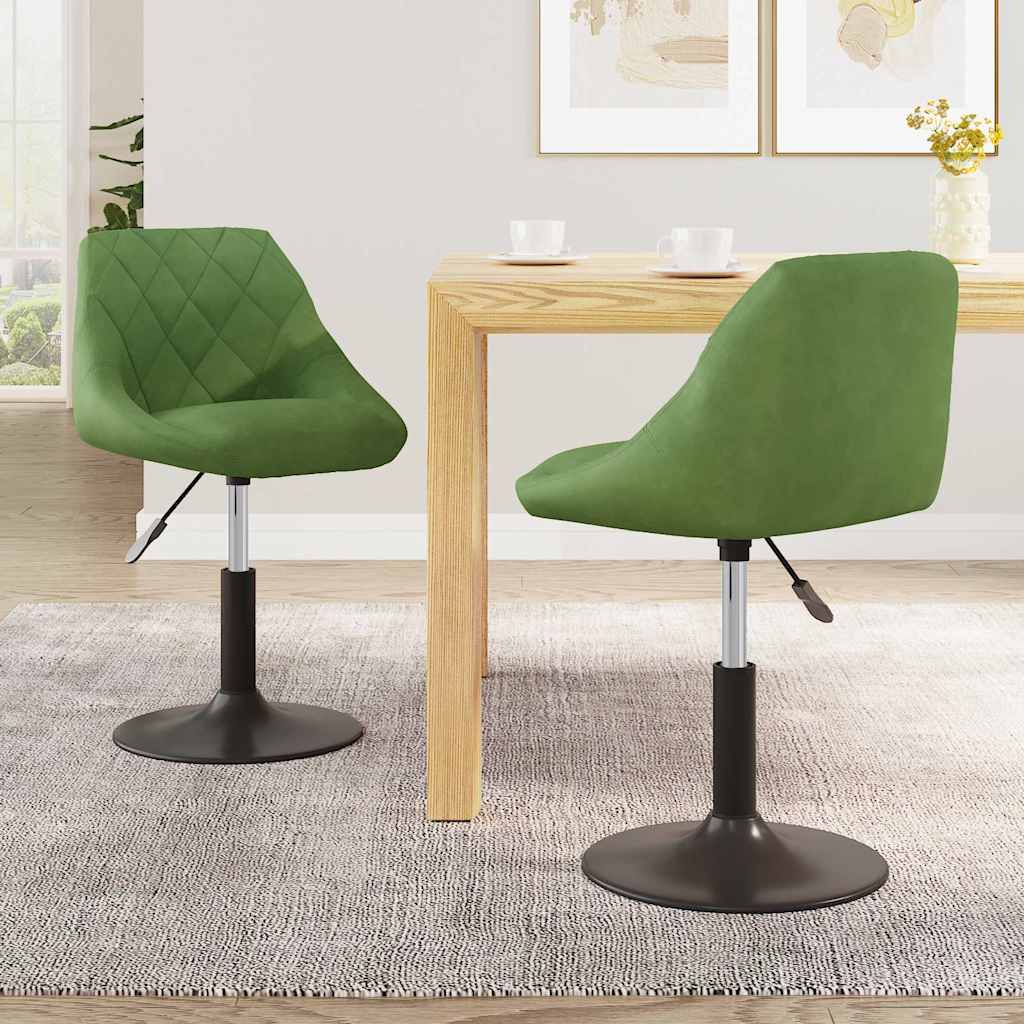 vidaXL Sillas de comedor giratorias 2 unidades terciopelo verde claro