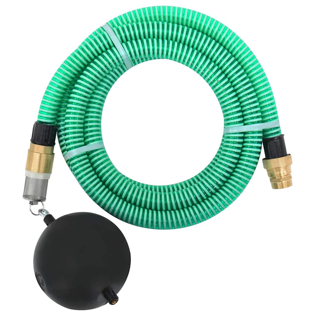 vidaXL Manguera de succión con conectores de latón PVC verde 29 mm 25m