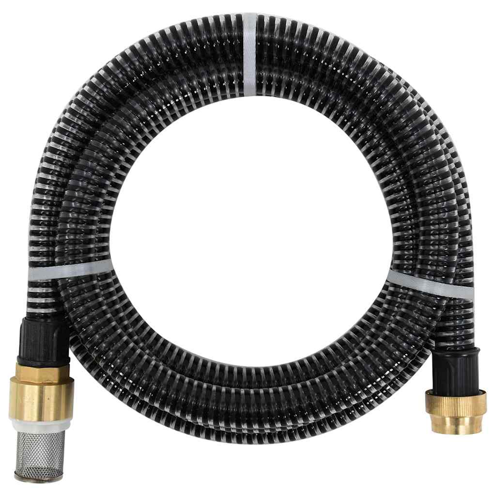 vidaXL Manguera de succión con conectores de latón PVC negro 29 mm 20m