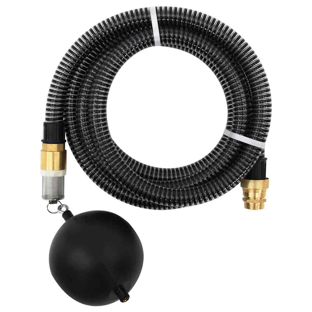 vidaXL Manguera de succión con conectores de latón PVC negro 29 mm 20m