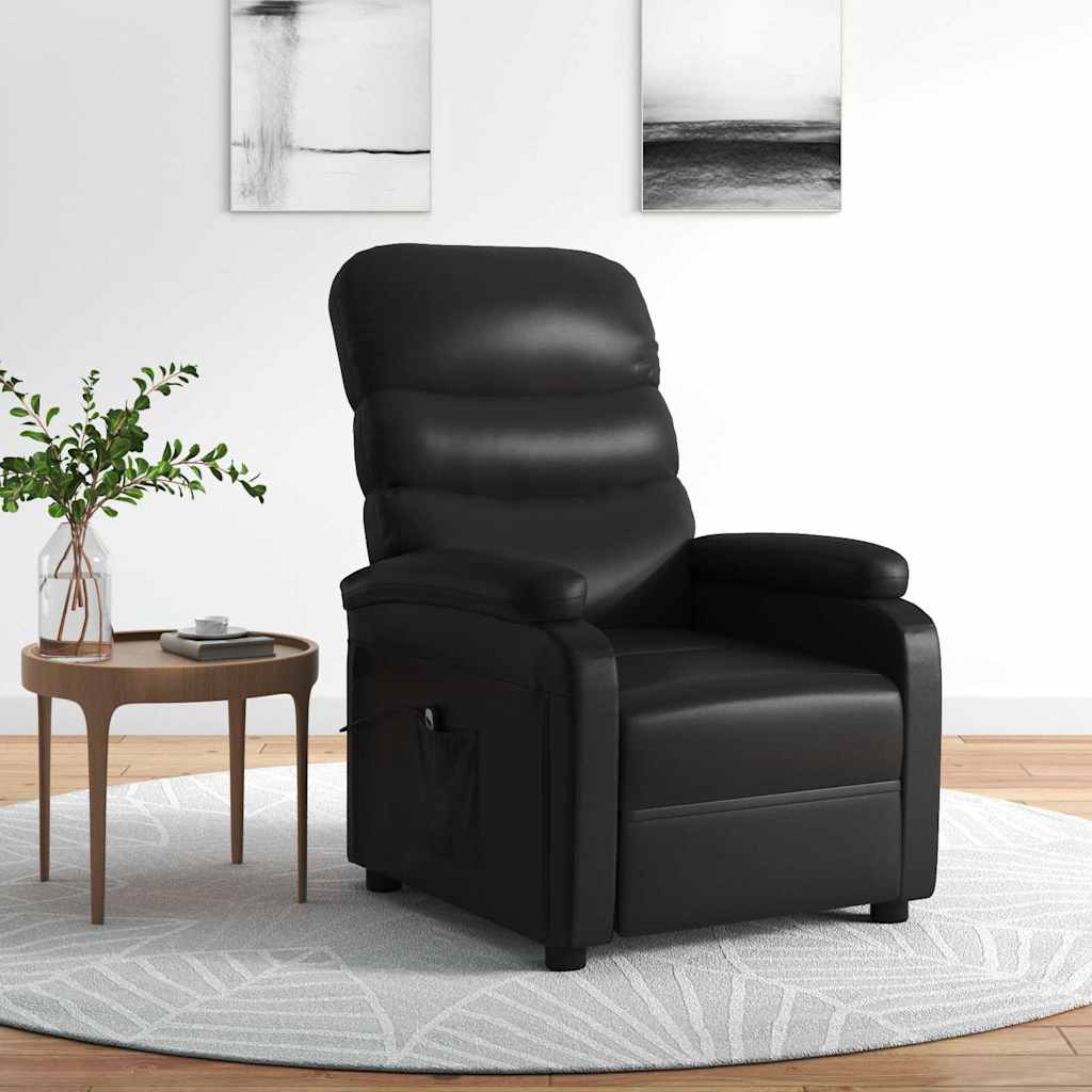 vidaXL Sillón reclinable eléctrico de cuero sintético negro