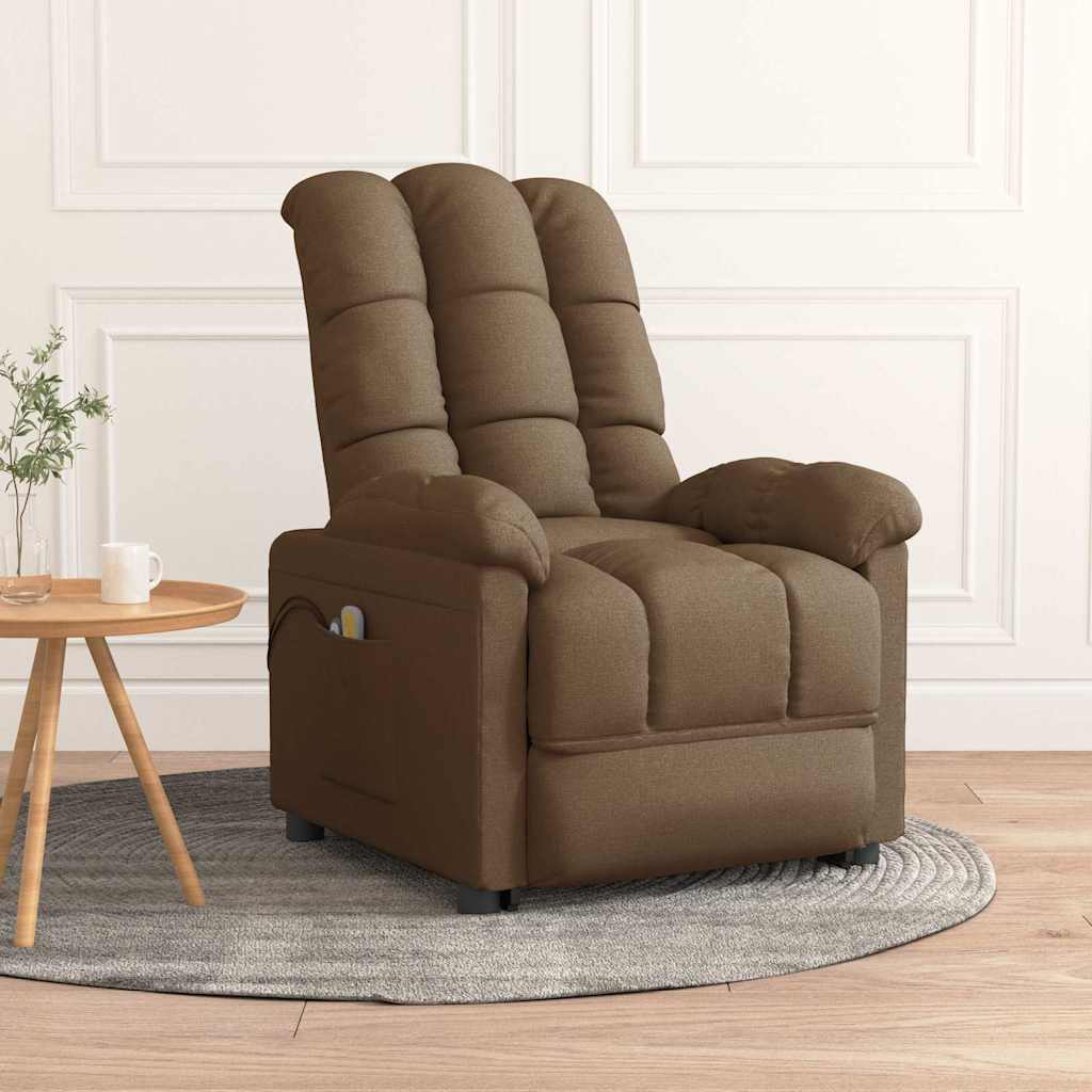 vidaXL Sillón de masaje eléctrico tela marrón