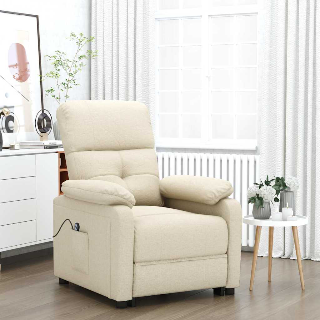 vidaXL Sillón reclinable eléctrico de tela crema