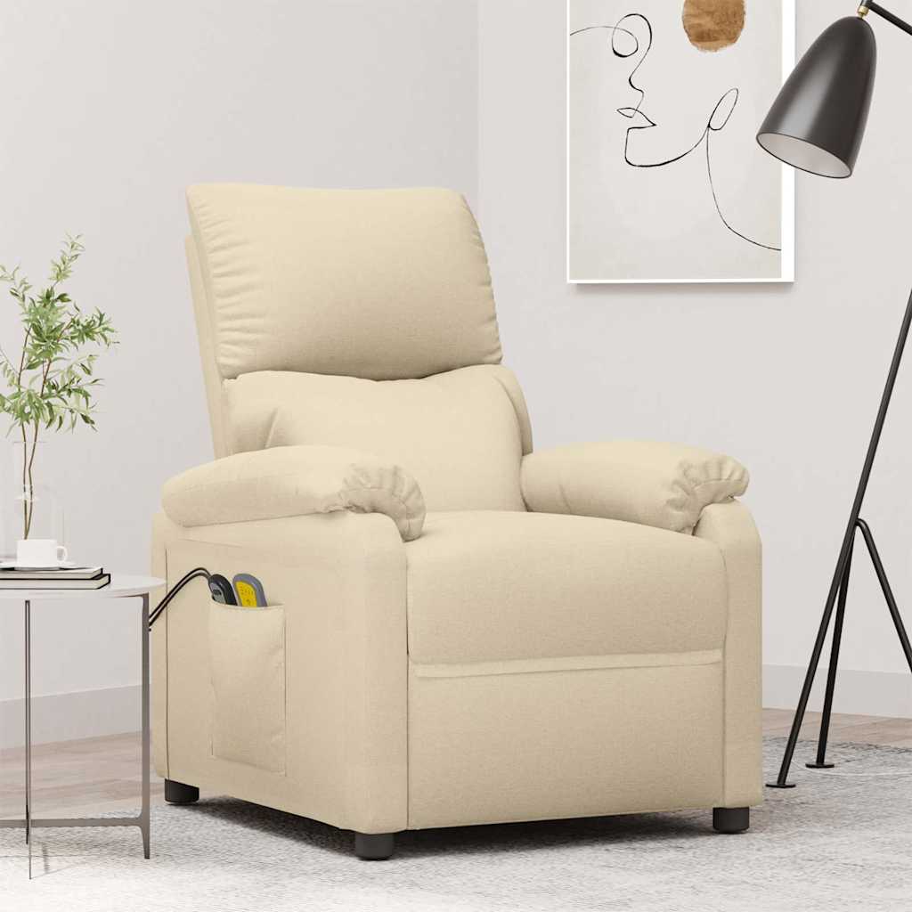 vidaXL Sillón de masaje eléctrico tela color crema