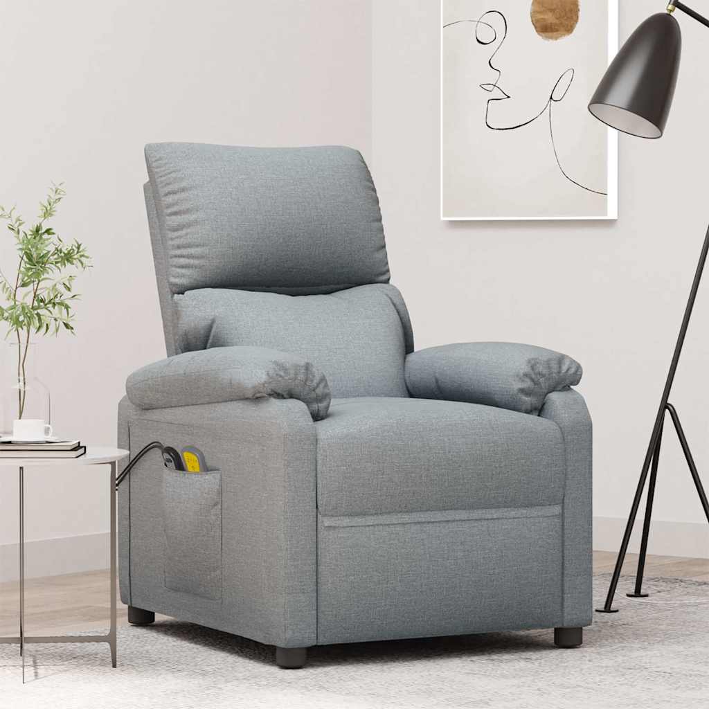 vidaXL Sillón de masaje eléctrico tela gris claro