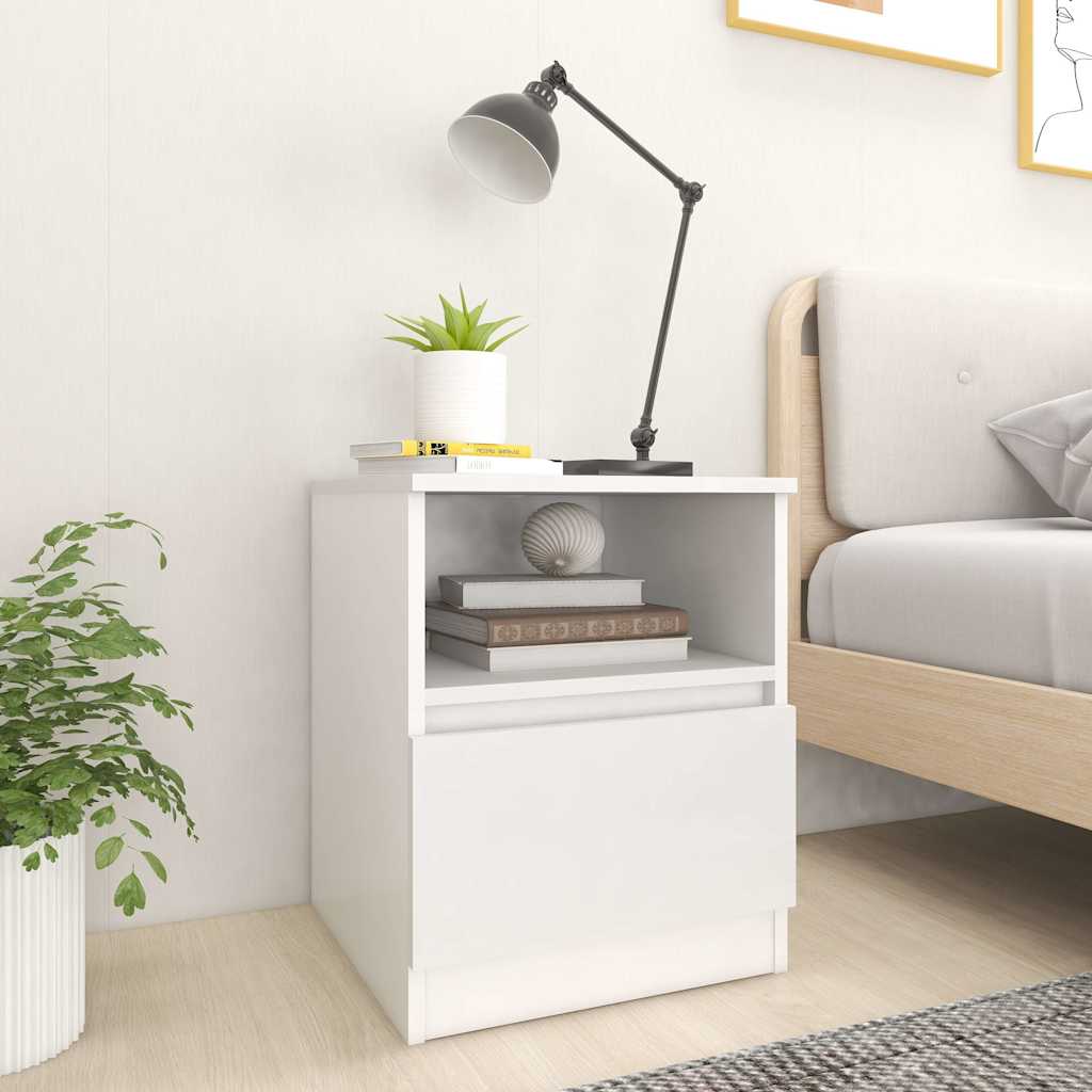 vidaXL Mesitas de noche 2 uds madera contrachapada blanco 40x40x50 cm