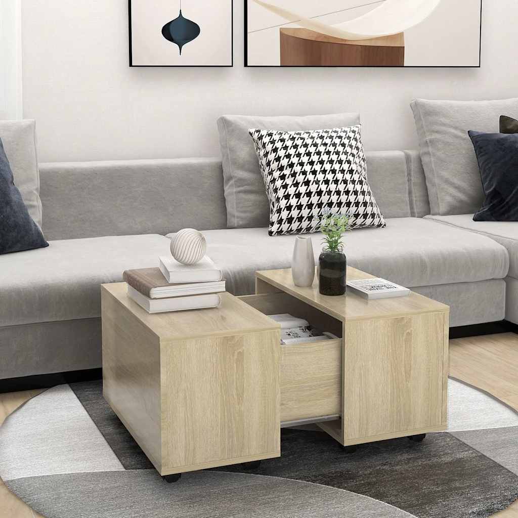 vidaXL Mesa de centro madera contrachapada roble Sonoma 60x60x38 cm