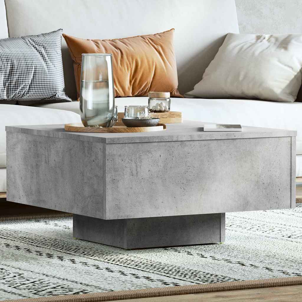 vidaXL Mesa de centro madera de ingeniería gris hormigón 60x60x31,5 cm