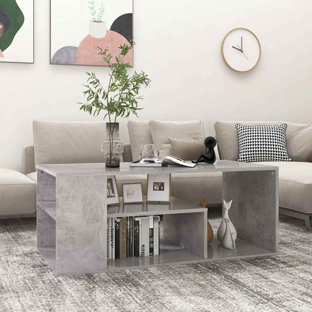 vidaXL Mesa de centro madera de ingeniería gris hormigón 100x50x40 cm