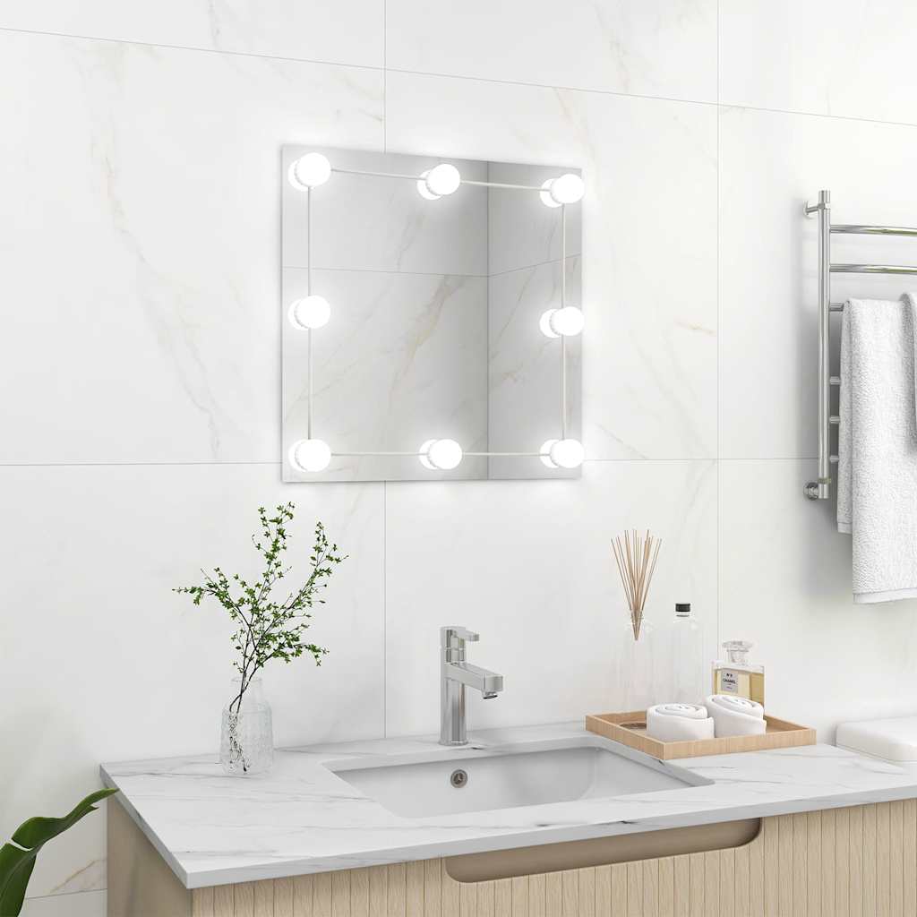 vidaXL Espejo de pared con luces LED cuadrado de vidrio