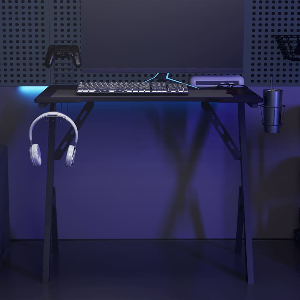 vidaXL Escritorio gaming con patas en forma de Y negro 90x60x75 cm