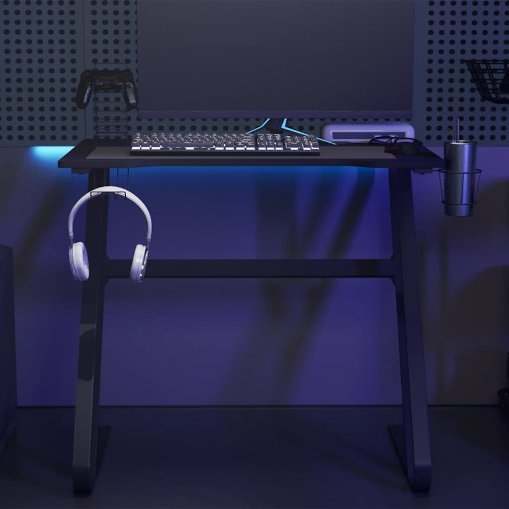 vidaXL Escritorio gaming con patas en forma de ZZ negro 90x60x75 cm