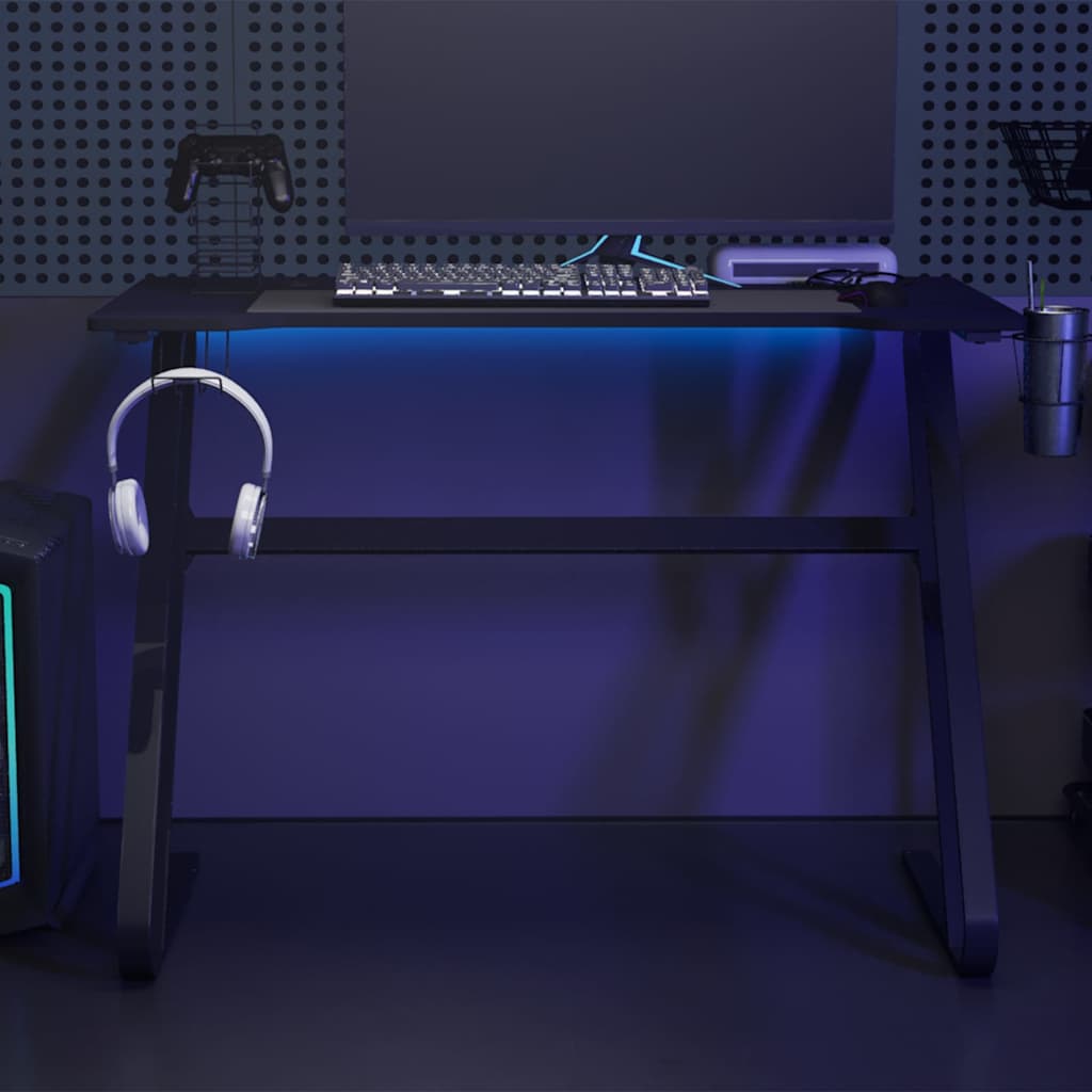 vidaXL Escritorio gaming con patas forma ZZ negro 110x60x75cm