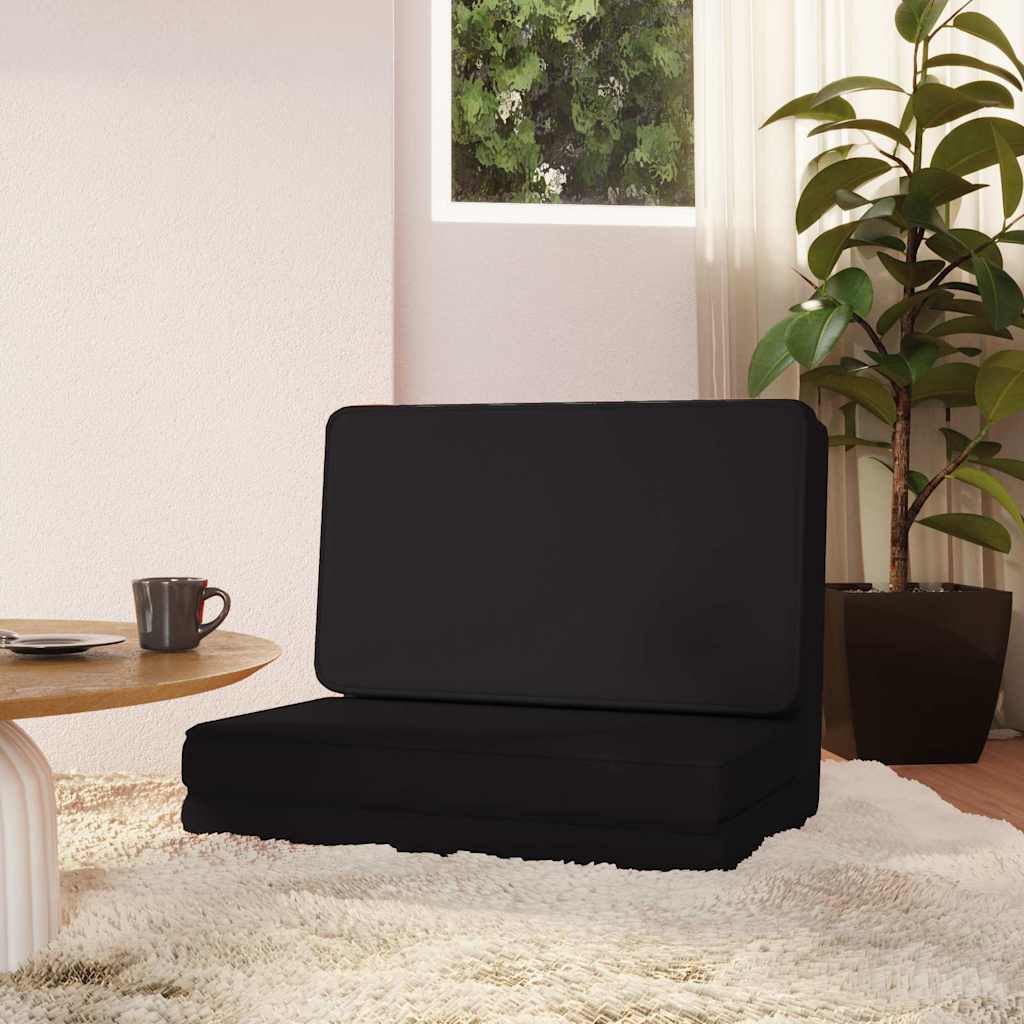 vidaXL Tumbona de suelo plegable de cuero sintético negro