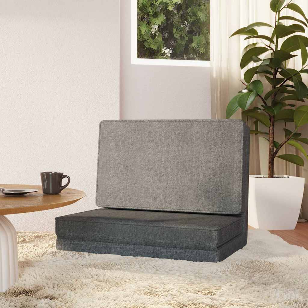 vidaXL Silla de suelo plegable de tela gris claro