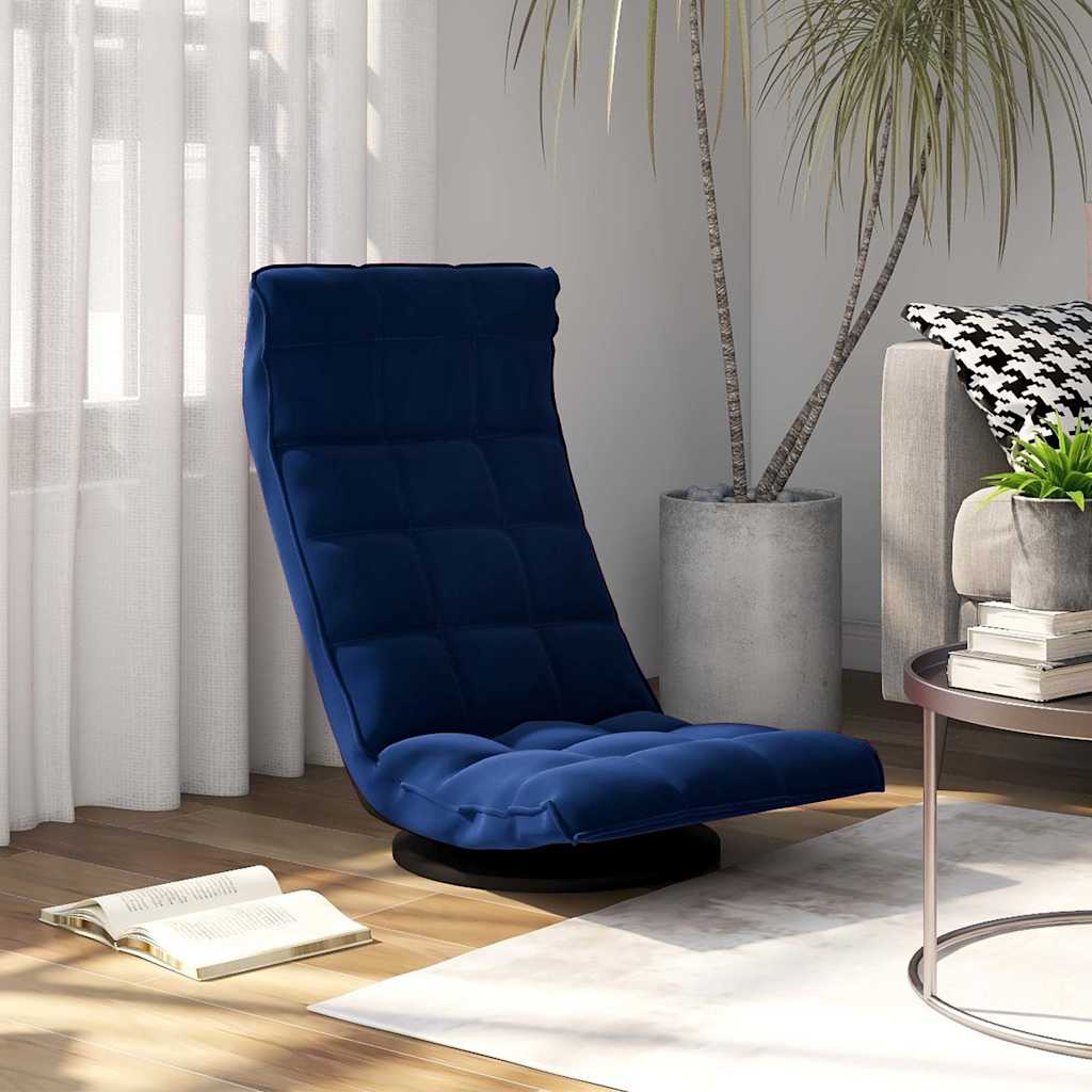 vidaXL Silla de suelo giratoria de terciopelo azul