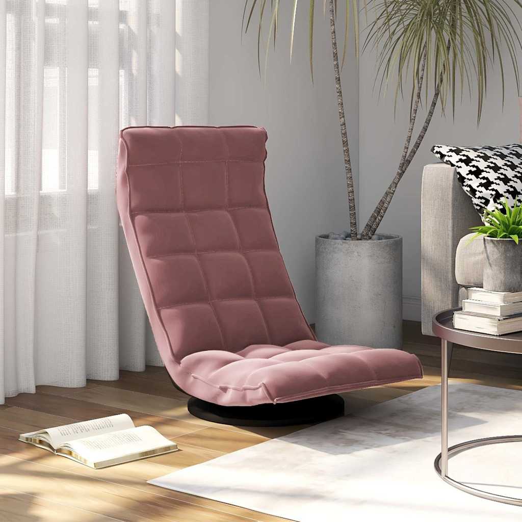 vidaXL Silla de suelo giratoria de terciopelo rosa