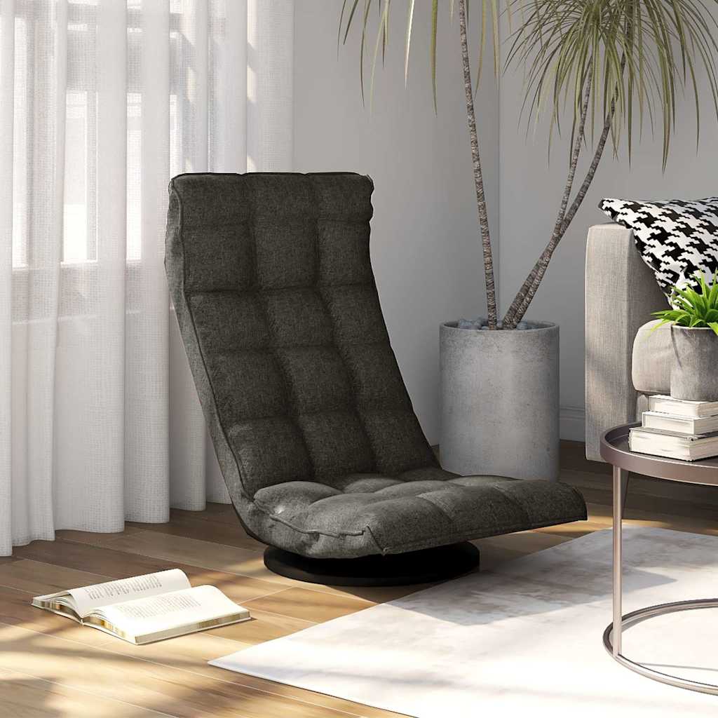 vidaXL Silla de suelo giratoria tela gris oscuro