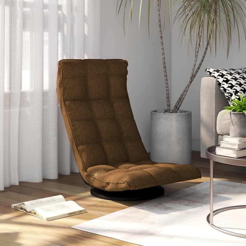 vidaXL Silla de suelo giratoria de tela marrón