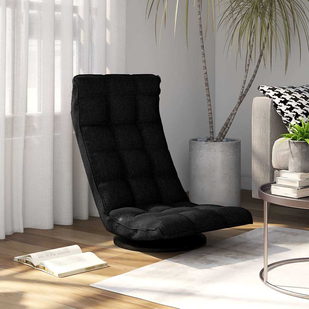 vidaXL Silla de suelo giratoria de tela negra
