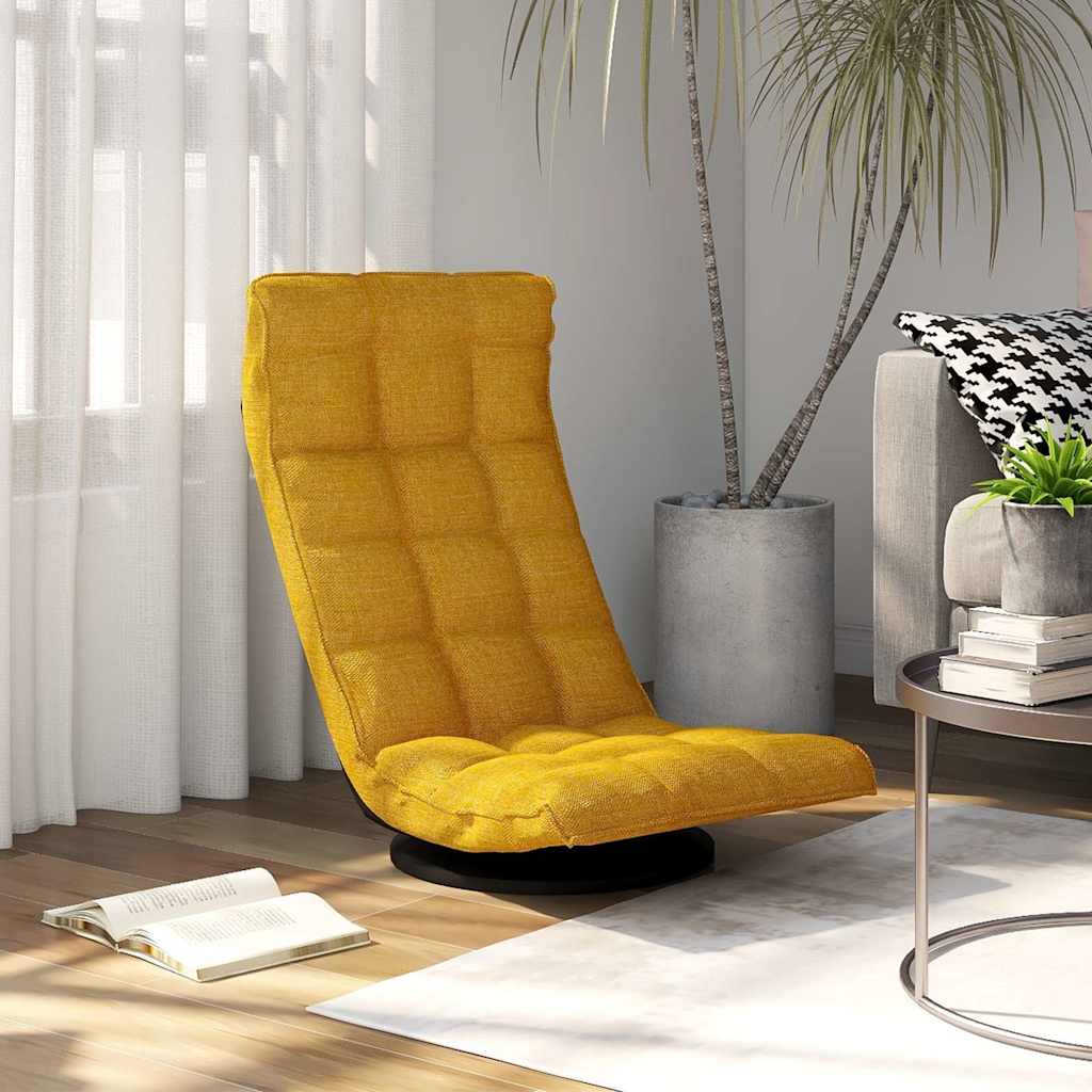 vidaXL Silla de suelo giratoria de tela amarillo mostaza