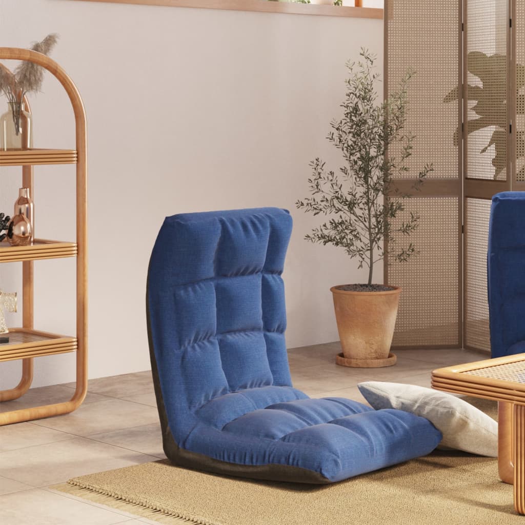 vidaXL Silla de suelo plegable de tela azul