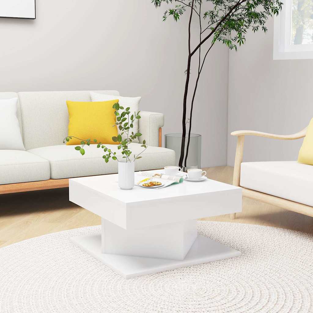 vidaXL Mesa de centro madera contrachapada blanco 57x57x30 cm