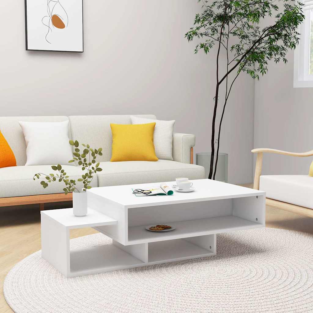 vidaXL Mesa de centro madera contrachapada blanco 105x55x32 cm