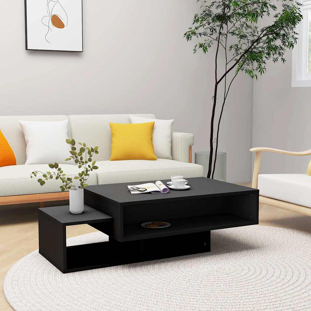 vidaXL Mesa de centro madera ingeniería negra 105x55x32 cm