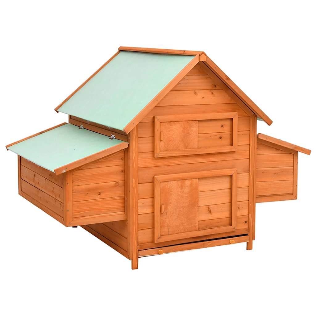 vidaXL Gallinero de madera maciza de abeto rojo 150x96x110 cm