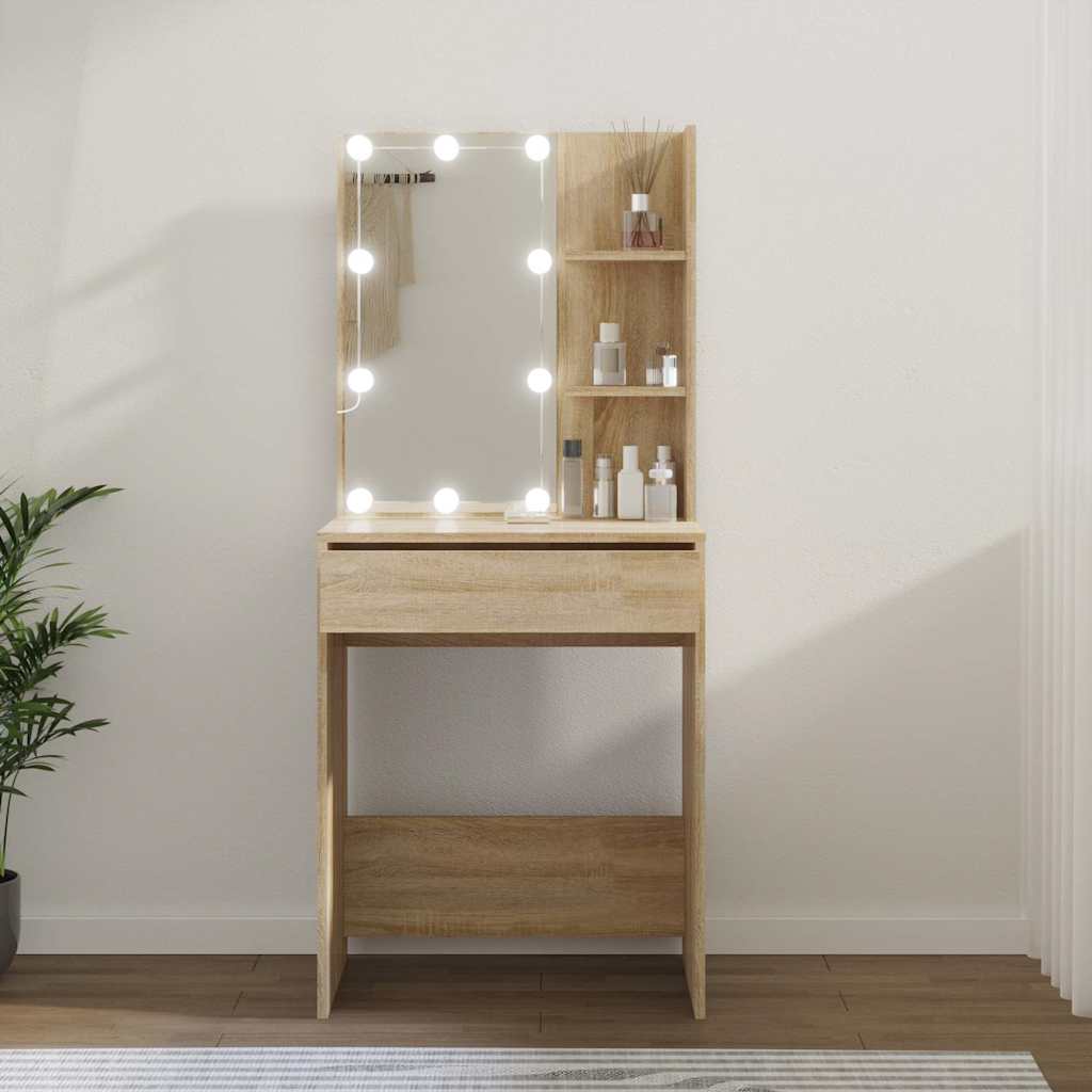 vidaXL Tocador con LED color roble Sonoma 60x40x140 cm