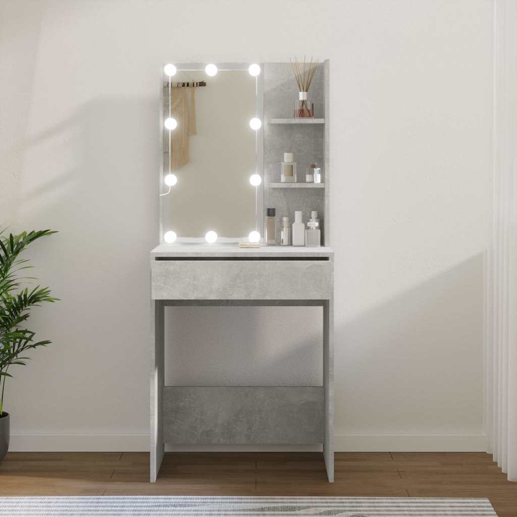 vidaXL Tocador con LED color gris hormigón 60x40x140 cm