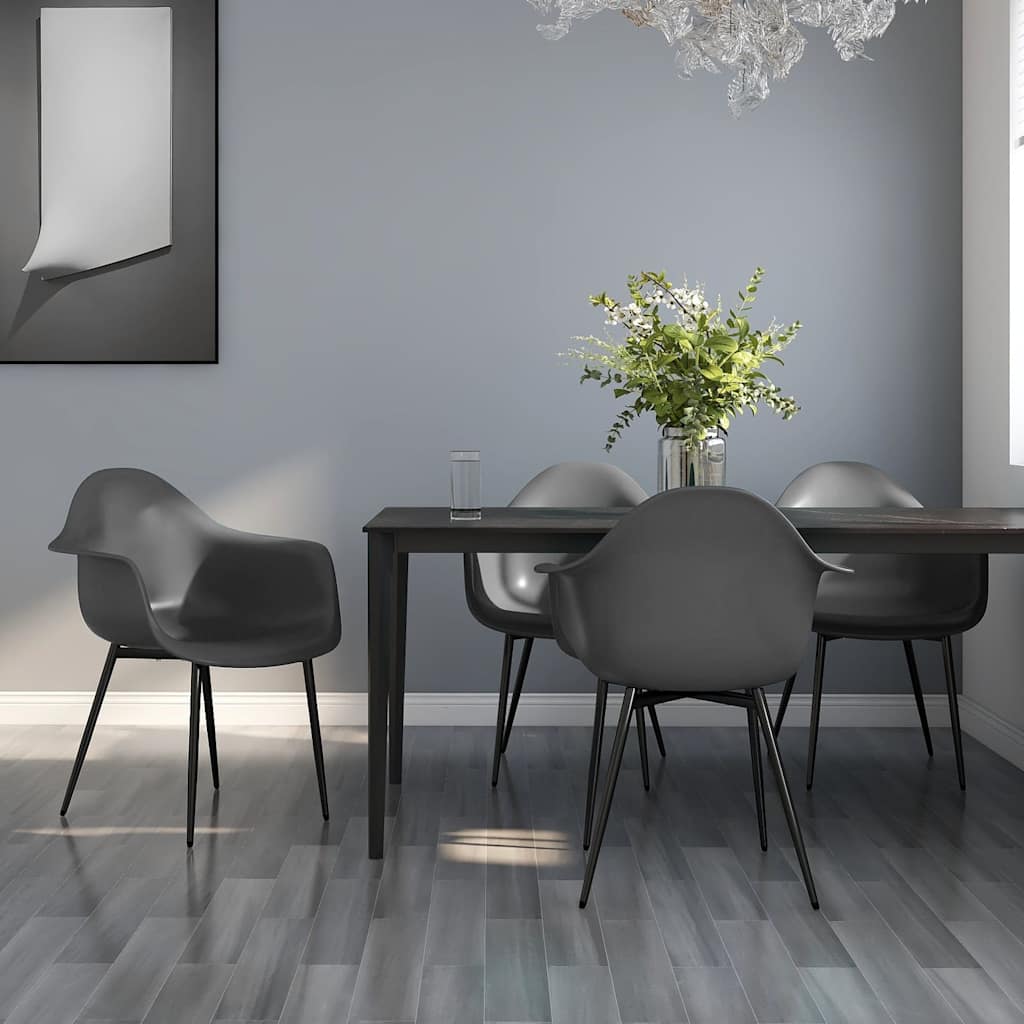 vidaXL Sillas de comedor 4 unidades gris PP