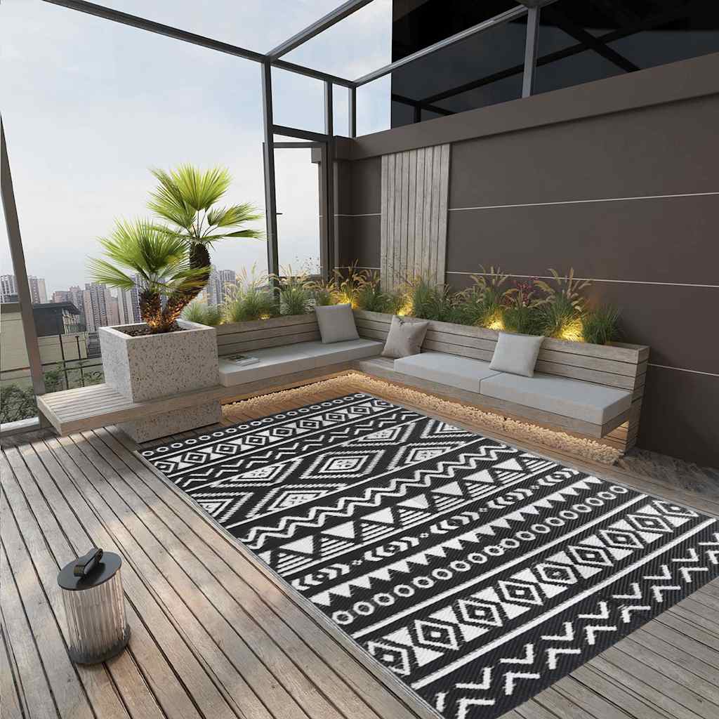 vidaXL Alfombra de exterior ARAKIL negra 190x290 cm PP