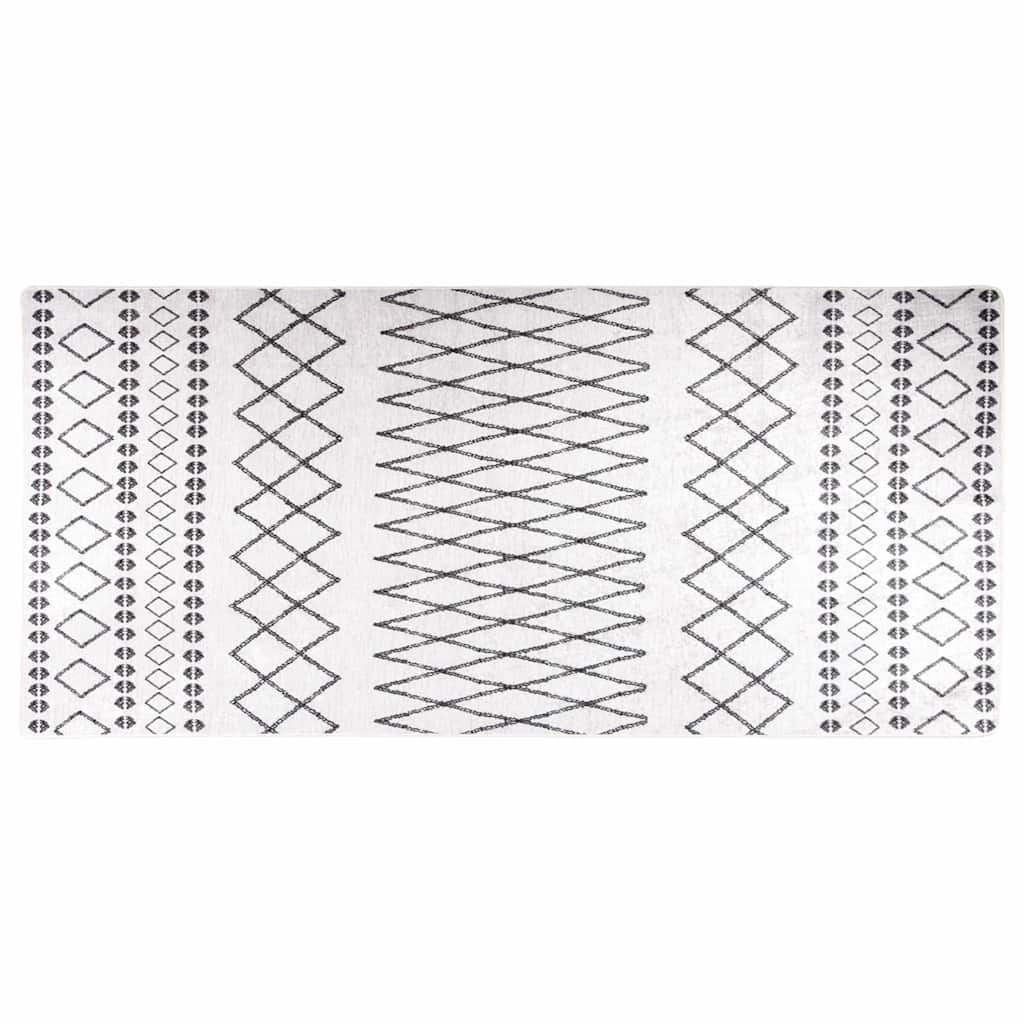 vidaXL Alfombra lavable blanco y negro 80x300 cm