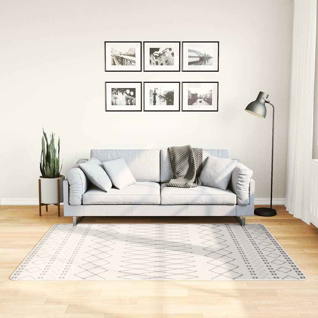 vidaXL Alfombra lavable negro y blanco 120x180 cm
